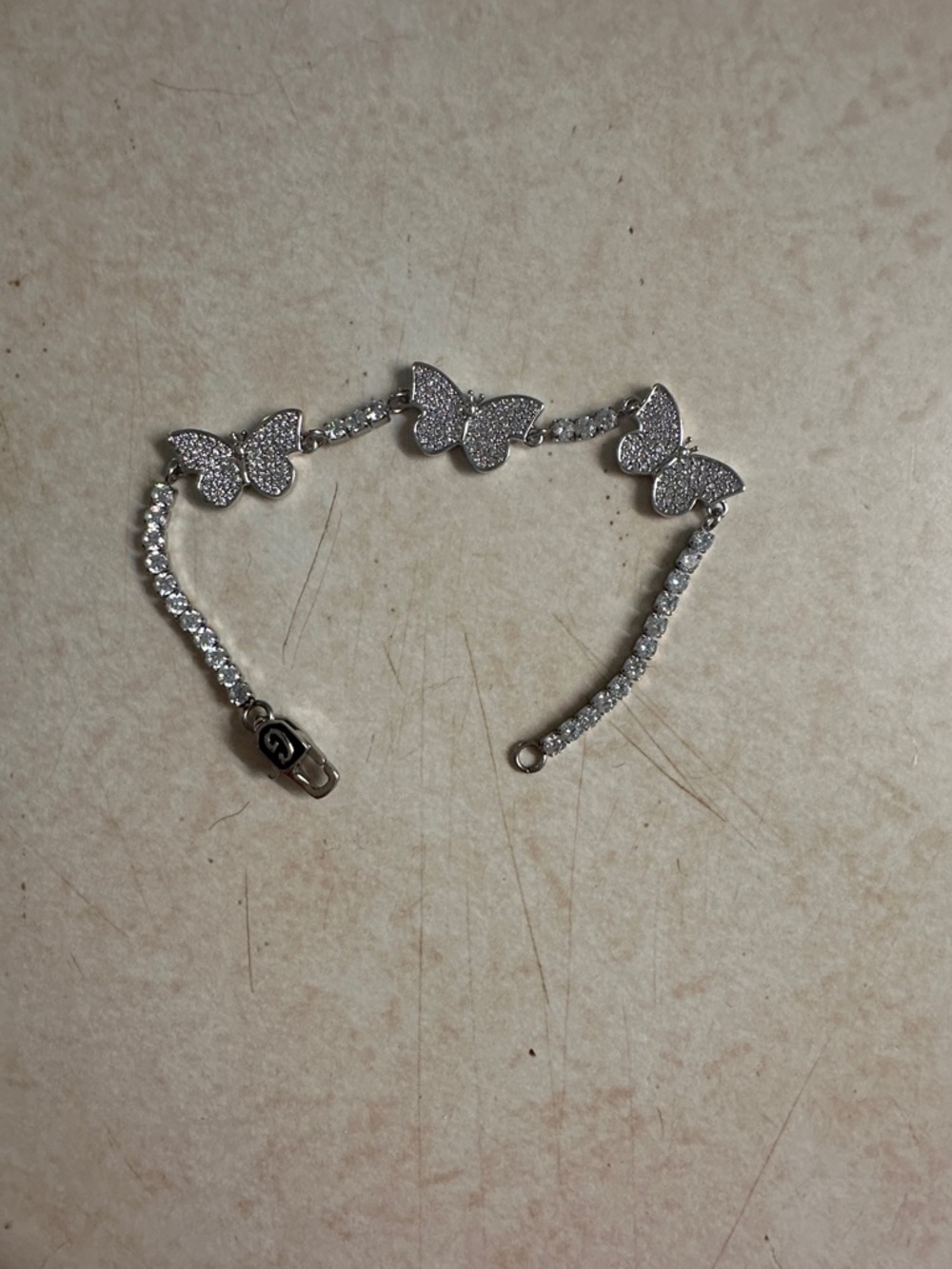 GLD Shop White Gold Butterfly Bracelet